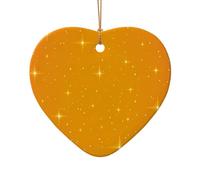 WZYCWB Orange Star patterned Heart Shape ceramic pendant, perfect for decorating your home Christmas tree for winter parties