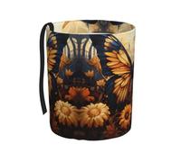 WZYCWB Orange Yellow Butterfly Field Flowers Hanging car Trash can, Suitable for SUV, Truck and car, as a Foldable car Storage Box Accessories, Practical and Convenient, Practical Accessories