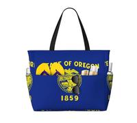 WZYCWB Oregon State Flag Foldable beach travel bag, large capacity beach bag with zipper, perfect for shopping bags, pool, gym, travel shopping,