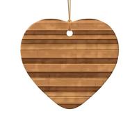 WZYCWB Original wood color texture patterned Heart Shape ceramic pendant, perfect for decorating your home Christmas tree for winter parties