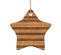WZYCWB Original wood color texture patterned Star Shape ceramic pendant, perfect for decorating your home Christmas tree for winter parties