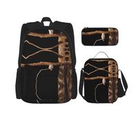 WZYCWB Owl on a branch Backpack (3-piece set), large capacity backpack, student school bag, pencil case, lunch bag combination