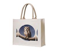 WZYCWB Owl under the moon Printed three-dimensional canvas tote bag suitable for travel, work, fitness, camping and beach carrying