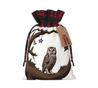 WZYCWB Owl under the starry sky Christmas Gift Bags for Christmas Party Supplies Decorations, 8.3 * 11.8 Inch Colorblock Burlap Drawstring Gift Bags,