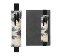 WZYCWB Painting of Birds and Mountains Printed Large-Capacity PVC Pen Holder + Creative Diary Pen Bag Set with Elastic Band Anti-Slip Design