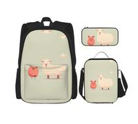 WZYCWB Pair of Animals School Bag + Pencil case + Lunch Bag Combination Backpack Suitable for Everyday Commuting