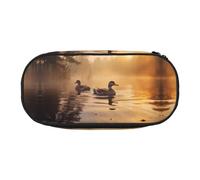 WZYCWB Pair of Mallard Ducks Floating Large Capacity Pencil Bag - Multifunctional Storage Box, Portable and Durable Pencil Bag for Office and School Supplies