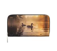 WZYCWB Pair of Mallard Ducks Floating Printed zippered wallet perfect for travel, business, and everyday wear. Holds cell phones and cash.