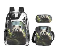 WZYCWB Panda cubs in the forest Printed backpack set | Lunch bag and pencil case | Perfect for work, business trips, and vacations.