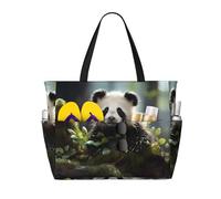 WZYCWB Panda cubs in the forest Printed beach travel bag for swimming and fitness/supermarket shopping/seaside vacation
