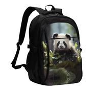 WZYCWB Panda cubs in the forest Printed laptop backpack, business men's commuter backpack, computer bag with USB port charging