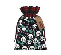 WZYCWB Panda cute face Christmas Gift Bags for Christmas Party Supplies Decorations, 8.3 * 11.8 Inch Colorblock Burlap Drawstring Gift Bags,