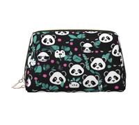 WZYCWB Panda Cute face Patterned Leather Cosmetic Bag - Perfect for Carry-On or Home Organization