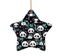 WZYCWB Panda cute face patterned Star Shape ceramic pendant, perfect for decorating your home Christmas tree for winter parties