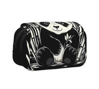 WZYCWB Panda with flower Printing Portable Pencil Case ideal for organizing pens in the office or storing makeup brushes
