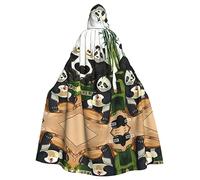 WZYCWB pandas of Father and son Printed adult party decoration cape, Halloween hooded cape, unisex Halloween, carnival, masquerade, role play
