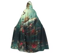 WZYCWB Parade of whales Patterned ball cape, adult extended wizard robe, masquerade costume, carnival theme party dress