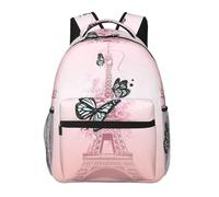 WZYCWB Paris Tower And Butterfly Casual Backpack, 11.4x15.7x7.8 Inch, Laptop Backpack for Travel Hiking Business Camping Gym