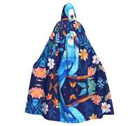 WZYCWB Parrot Illustration Patterned ball cape, adult extended wizard robe, masquerade costume, carnival theme party dress