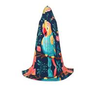 WZYCWB parrot motifs M Printed youth hooded cloak perfect for wizards and role-play costumes (S-L)