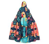 WZYCWB parrot motifs Patterned ball cape, adult extended wizard robe, masquerade costume, carnival theme party dress