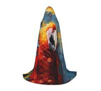 WZYCWB Parrot with colorful feathers L Printed youth hooded cloak perfect for wizards and role-play costumes (S-L)