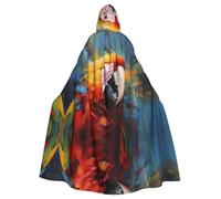 WZYCWB Parrot with colorful feathers Patterned ball cape, adult extended wizard robe, masquerade costume, carnival theme party dress