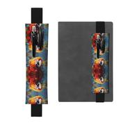 WZYCWB Parrot with Colorful Feathers Printed Large-Capacity PVC Pen Holder + Creative Diary Pen Bag Set with Elastic Band Anti-Slip Design