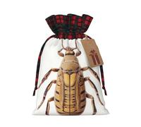 WZYCWB Pattern insects Christmas Gift Bags for Christmas Party Supplies Decorations, 8.3 * 11.8 Inch Colorblock Burlap Drawstring Gift Bags,