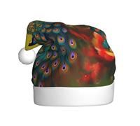 WZYCWB Peacock flowers Patterned Santa hat, suitable for Christmas parties, New Year's Eve parties, and stage performances.