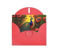 WZYCWB Peacock flowers Printed Red Pearlescent Paper Holiday Cards 6x4 Inches - With Envelopes for Birthdays, Weddings, and Condolences