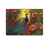 WZYCWB Peacock flowers Prints rug, 80 x 58 inches, soft and non-slip, suitable for bedsides, offices, balconies, and other spaces.