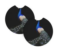 WZYCWB Peacock Spreads Its Tail Patterned car Interior Coaster Pads 2-Pack, 2.7-inch Drink Coasters, Suitable for Most Cars, Trucks, SUVs