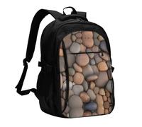 WZYCWB Pebbles in the beach Printed laptop backpack, business men's commuter backpack, computer bag with USB port charging