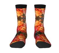 WZYCWB Peonies in full bloom 2 Black-1 Print Mid-Calf Socks, Elastic Sports Socks, Suitable for Running, Fitness, and Daily Workouts