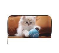 WZYCWB Persian cat playing with a ball Printed zippered wallet perfect for travel, business, and everyday wear. Holds cell phones and cash.
