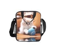 WZYCWB Persian cat playing with a ball Transparent Shoulder Bag Lunch Handbag with Zipper and Shoulder Strap for Women Men Work Shopping