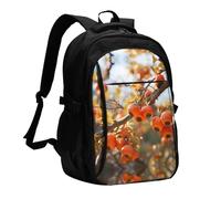 WZYCWB persimmon Printed laptop backpack, business men's commuter backpack, computer bag with USB port charging