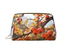 WZYCWB Persimmon Printed Leather Cosmetic Bag - Stylish and Portable Cosmetic Storage Bag