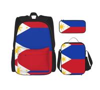 WZYCWB Philippine Flag School Bag + Pencil case + Lunch Bag Combination Backpack Suitable for Everyday Commuting