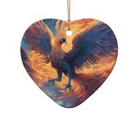 WZYCWB Phoenix Nirvana patterned Heart Shape ceramic pendant, perfect for decorating your home Christmas tree for winter parties
