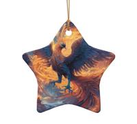 WZYCWB Phoenix Nirvana patterned Star Shape ceramic pendant, perfect for decorating your home Christmas tree for winter parties