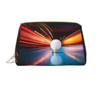 WZYCWB ping-pong Leather cosmetic bag with pockets, portable travel cosmetic bag, large capacity cosmetic storage bag,
