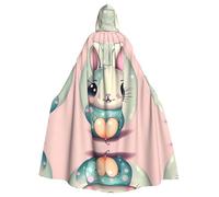 WZYCWB Pink cartoon bunny Patterned Hooded Cape - Masquerade Costumes/Mardi Gras Party Clothes
