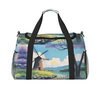 WZYCWB Pink Cartoon Cat Handheld travel bag weekend bag fitness yoga bag suitable for fitness and other scenarios, Beautiful River Windmill, One Size