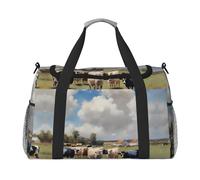 WZYCWB Pink Cartoon Cat Handheld travel bag weekend bag fitness yoga bag suitable for fitness and other scenarios, A Large Farm., One Size