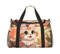 WZYCWB Pink Cartoon Cat Handheld travel bag weekend bag fitness yoga bag suitable for fitness and other scenarios, Pink Cartoon Cat, One Size