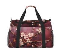 WZYCWB Pink Cartoon Cat Handheld travel bag weekend bag fitness yoga bag suitable for fitness and other scenarios, Pink Apricot Blossoms, One Size