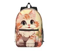 WZYCWB Pink Cartoon Cat Printed backpack with pockets - suitable for work, business trips, travel, sports