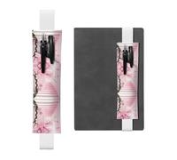 WZYCWB Pink cherry blossom staircase Leather Pen Holder Bookmark, Adjustable Leather Pen Holder, Perfect for Back to School Christmas Gifts